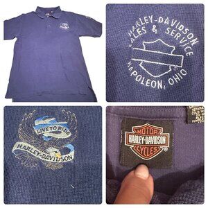 Vintage Harley Davidson Men's Medium Live to Ride Polo Shirt Blue, USA Made